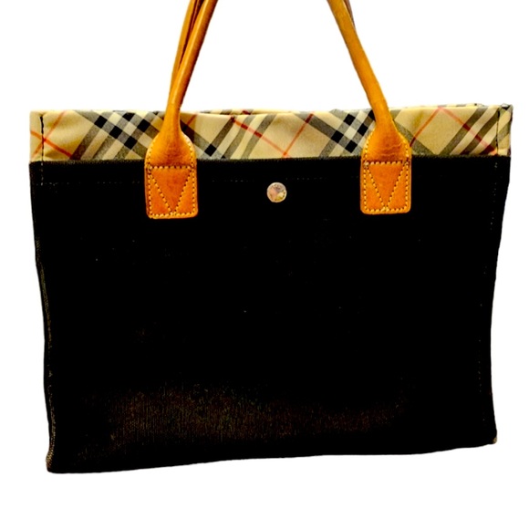 BURRBERRY BLUE LABEL BLACK CANVAS TOTE - Picture 2 of 9